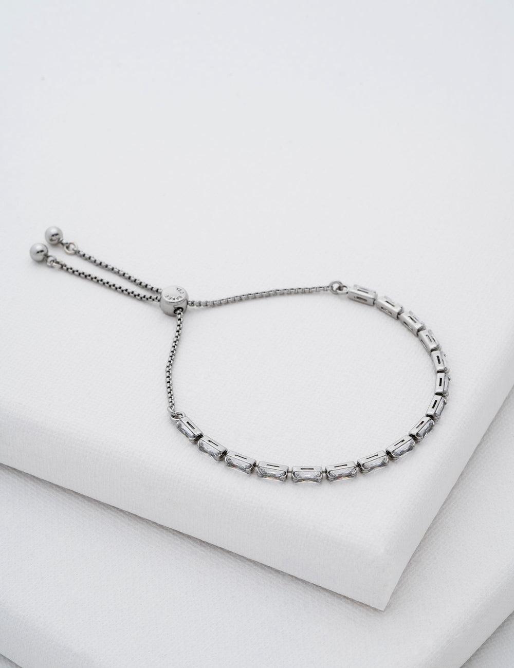 Ted Baker ISELA - Baguette Crystal Slider Tennis Women Bracelets Silver | UAE  12765-TVUJ