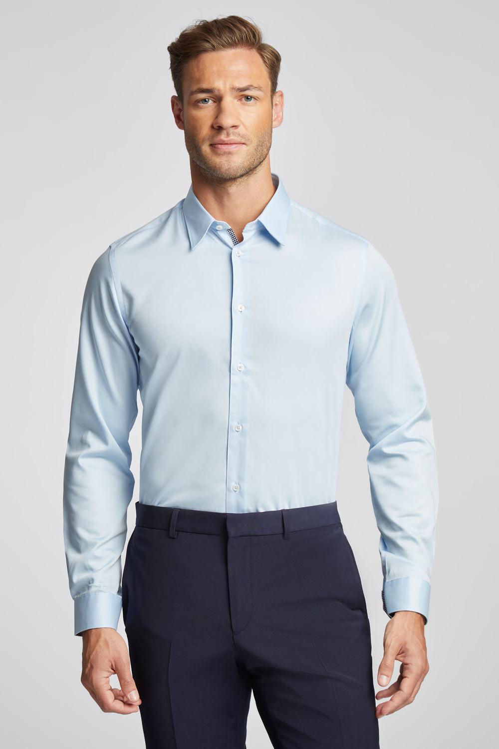 Ted Baker ISLA - Slim Fit Pure Cotton Men Formal Shirts Blue | UAE  68947-USLW