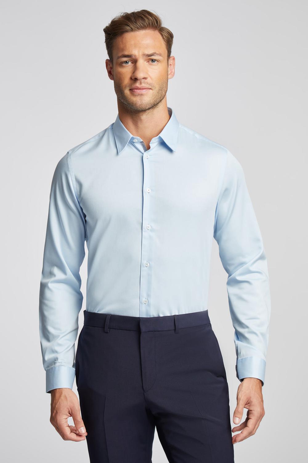 Ted Baker ISLA - Slim Fit Pure Cotton Men Formal Shirts Blue | UAE  68947-USLW