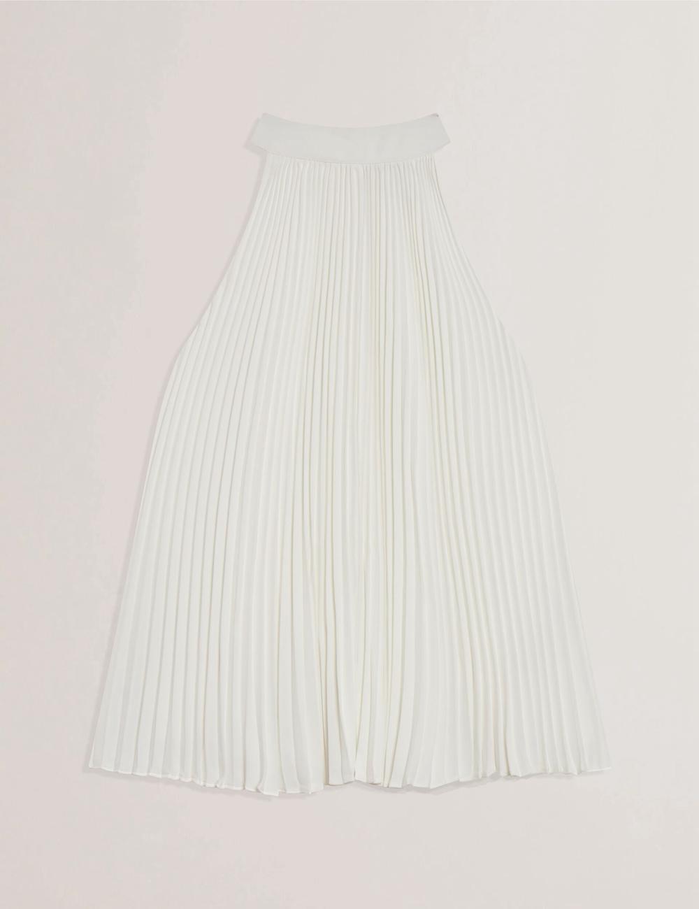 Ted Baker JAMAYA - High Halter Neck Pleated Sleeveless Women Tops Ivory | UAE  84913-IRDG