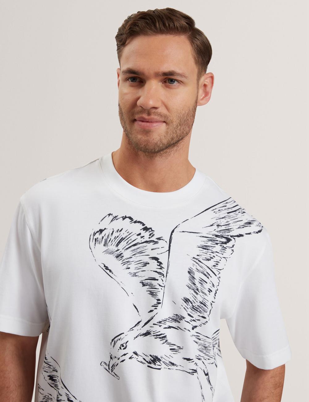 Ted Baker JAMESIO - Short Sleeve Graphic Seagull Men T-Shirts White | UAE  84752-XMAT