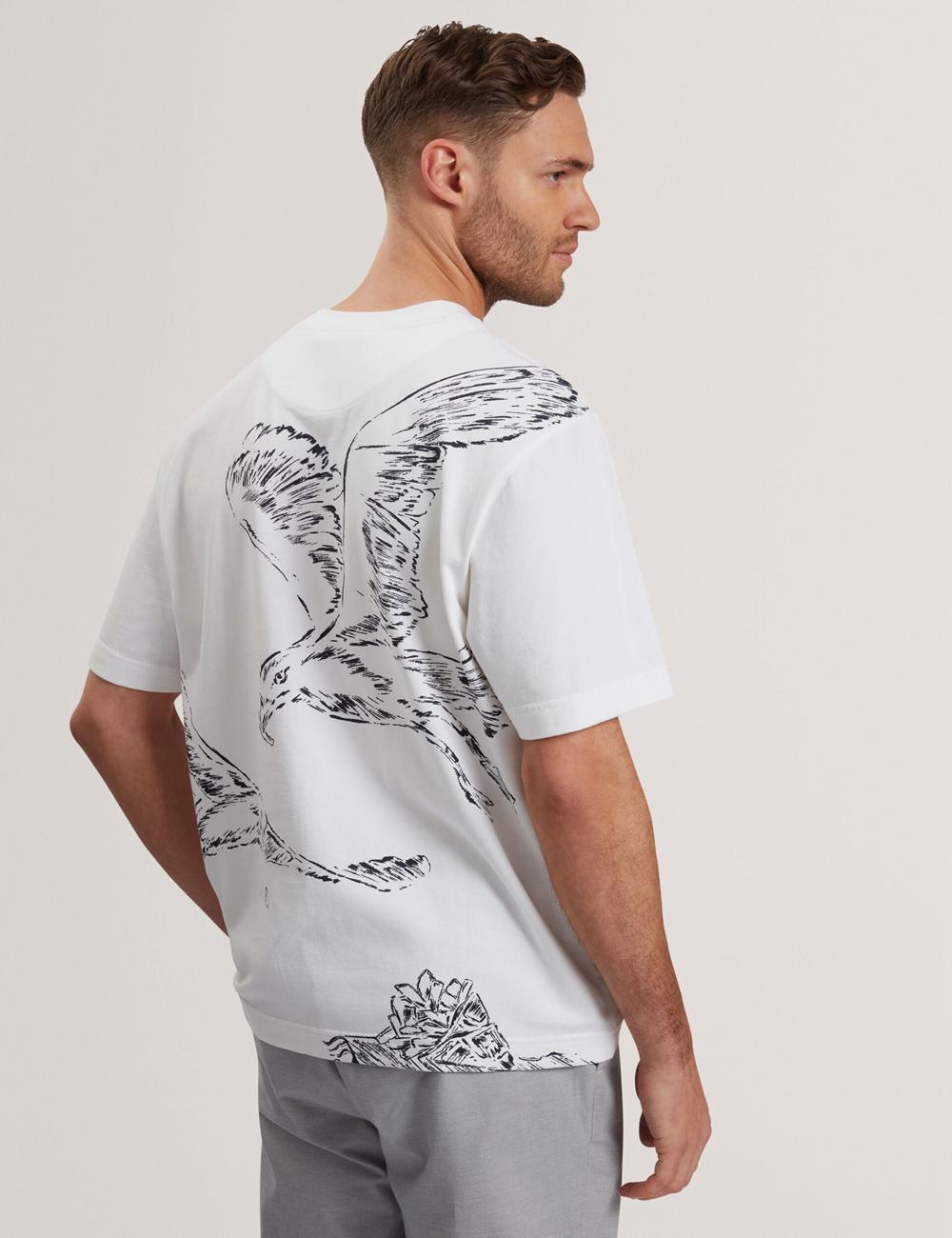 Ted Baker JAMESIO - Short Sleeve Graphic Seagull Men T-Shirts White | UAE  84752-XMAT