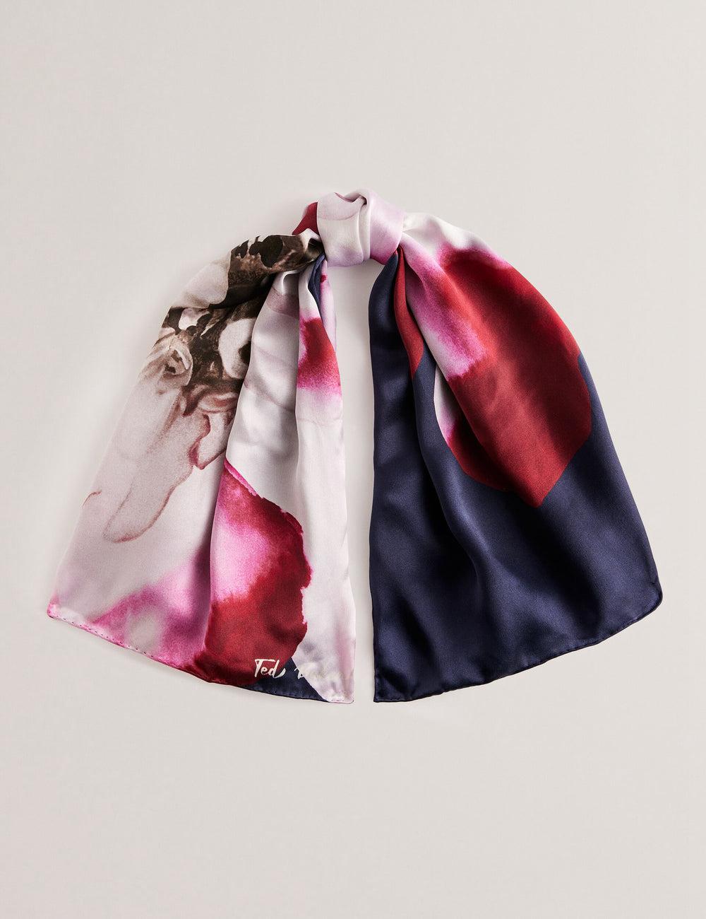 Ted Baker JANICES - Placement Floral Print Silk Square Women Scarves Dk-Blue | UAE  21485-HUKL