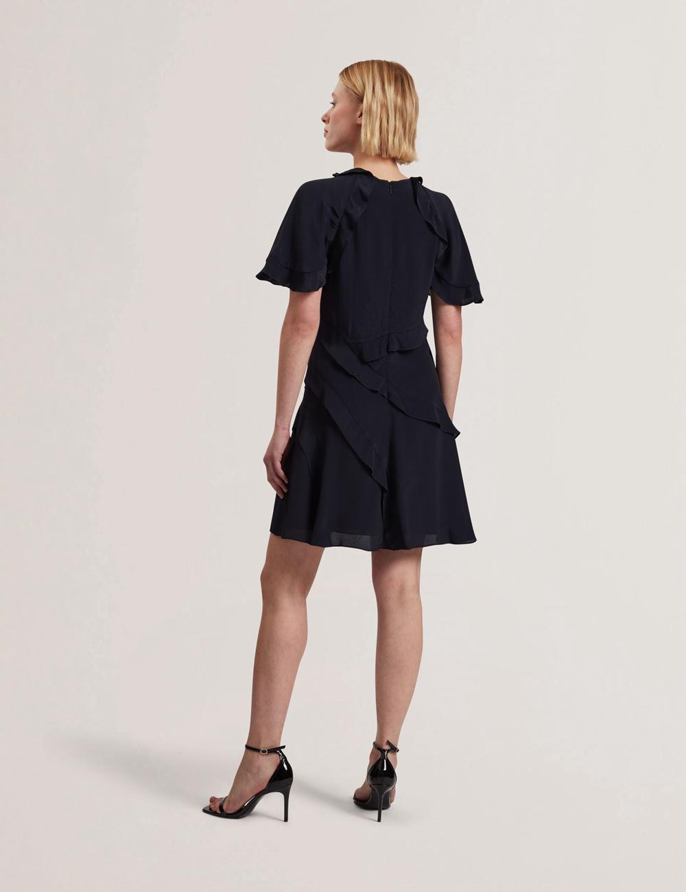 Ted Baker JOJII - Frill Trim Angel Sleeve Women Mini Dresses Navy | UAE  47805-ZEFN