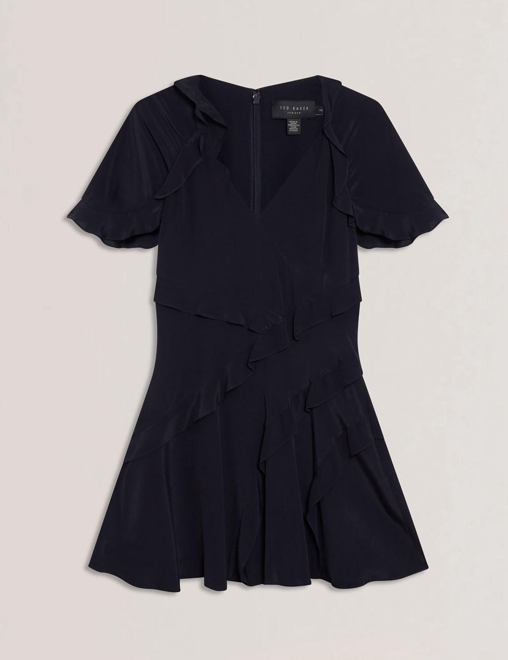 Ted Baker JOJII - Frill Trim Angel Sleeve Women Mini Dresses Navy | UAE  47805-ZEFN