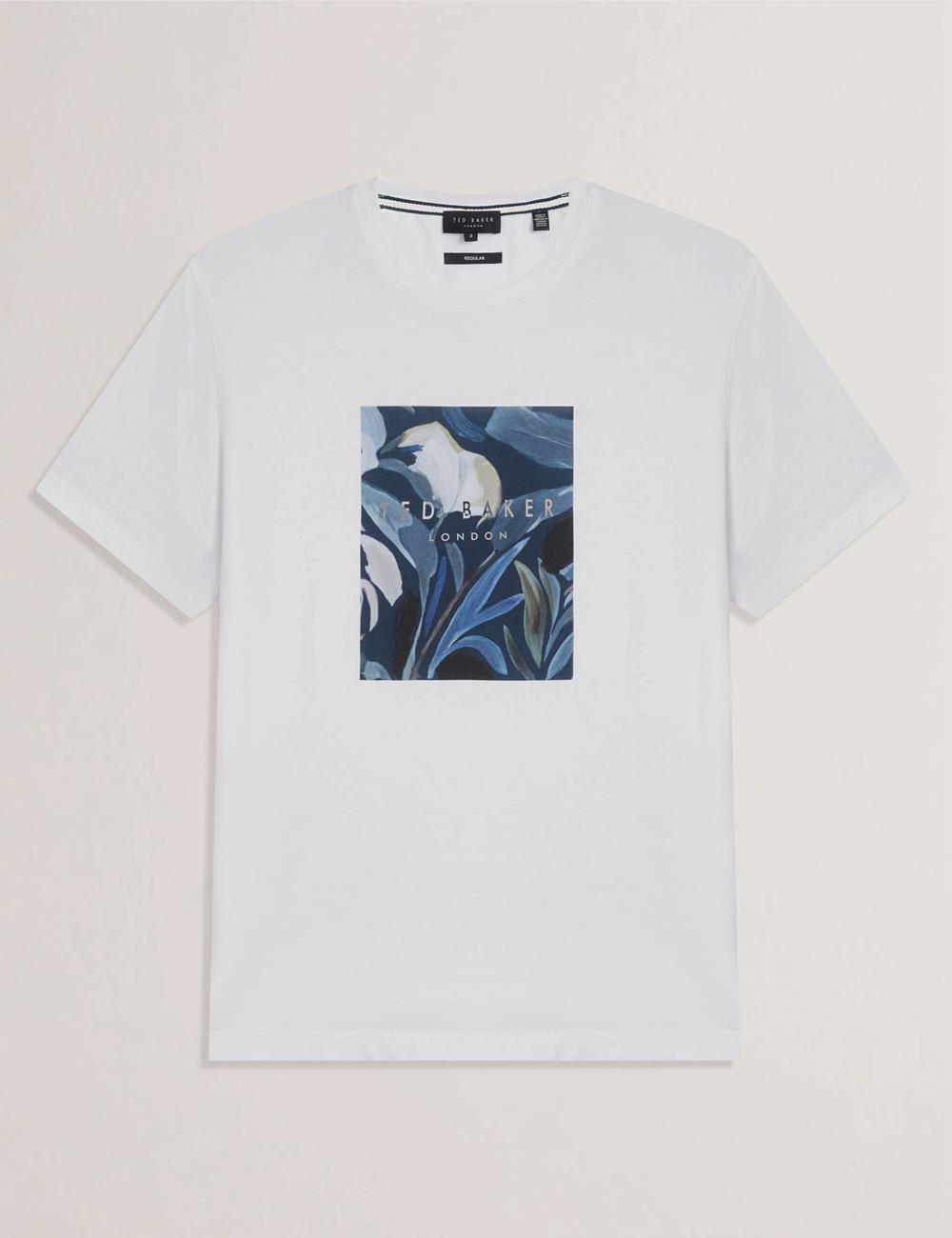 Ted Baker JUSTINO - Branded Box Print Graphic Cotton Men T-Shirts White | UAE  58410-LBZO