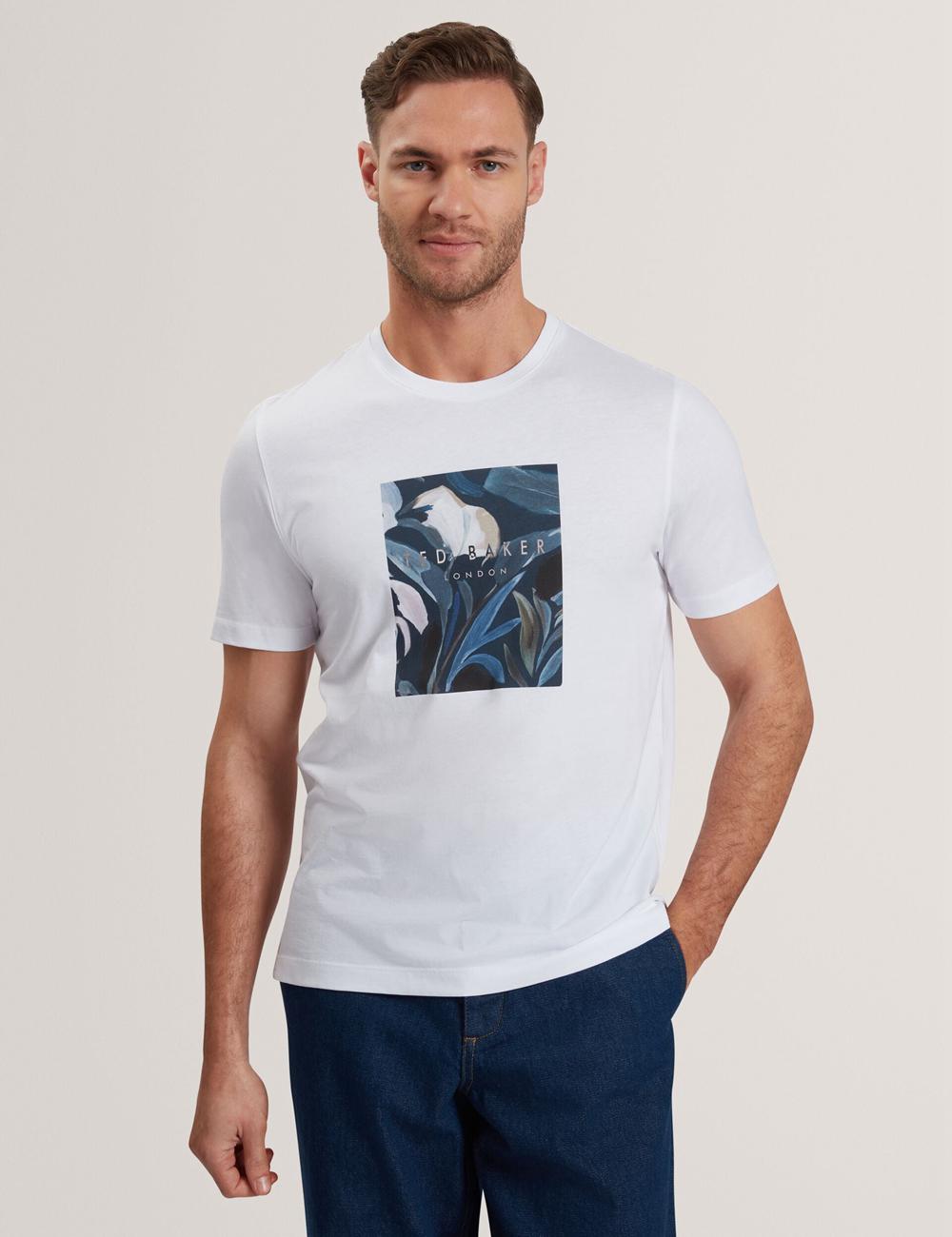 Ted Baker JUSTINO - Branded Box Print Graphic Cotton Men T-Shirts White | UAE  58410-LBZO