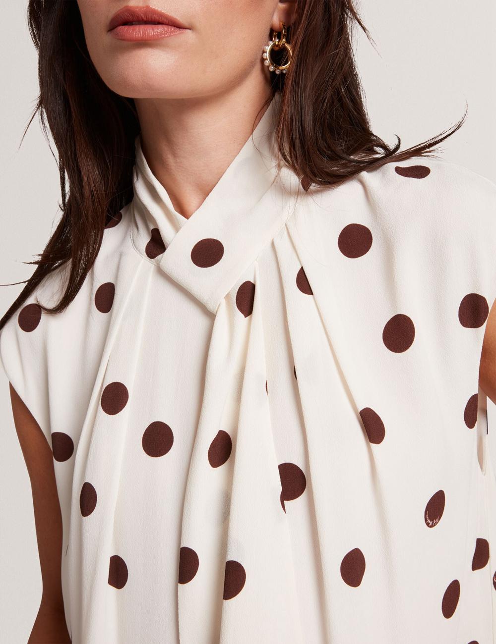 Ted Baker JUTUVA - Polka Dot Neck Shift Women Mini Dresses Ivory | UAE  61584-XHFJ