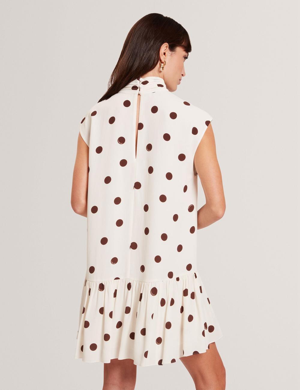 Ted Baker JUTUVA - Polka Dot Neck Shift Women Mini Dresses Ivory | UAE  61584-XHFJ