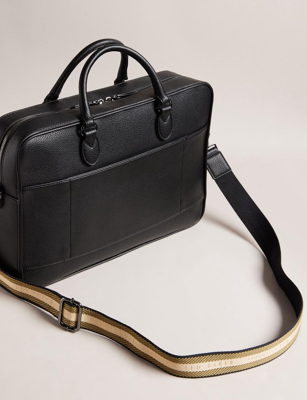 Ted Baker KADEN - Branded Webbing PU Leather Document Men Shoulder Bags Black | UAE  76095-CSIL