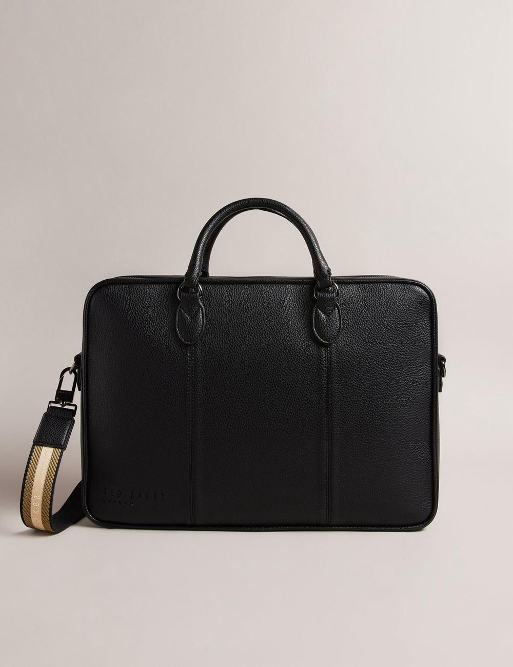 Ted Baker KADEN - Branded Webbing PU Leather Document Men Shoulder Bags Black | UAE  76095-CSIL