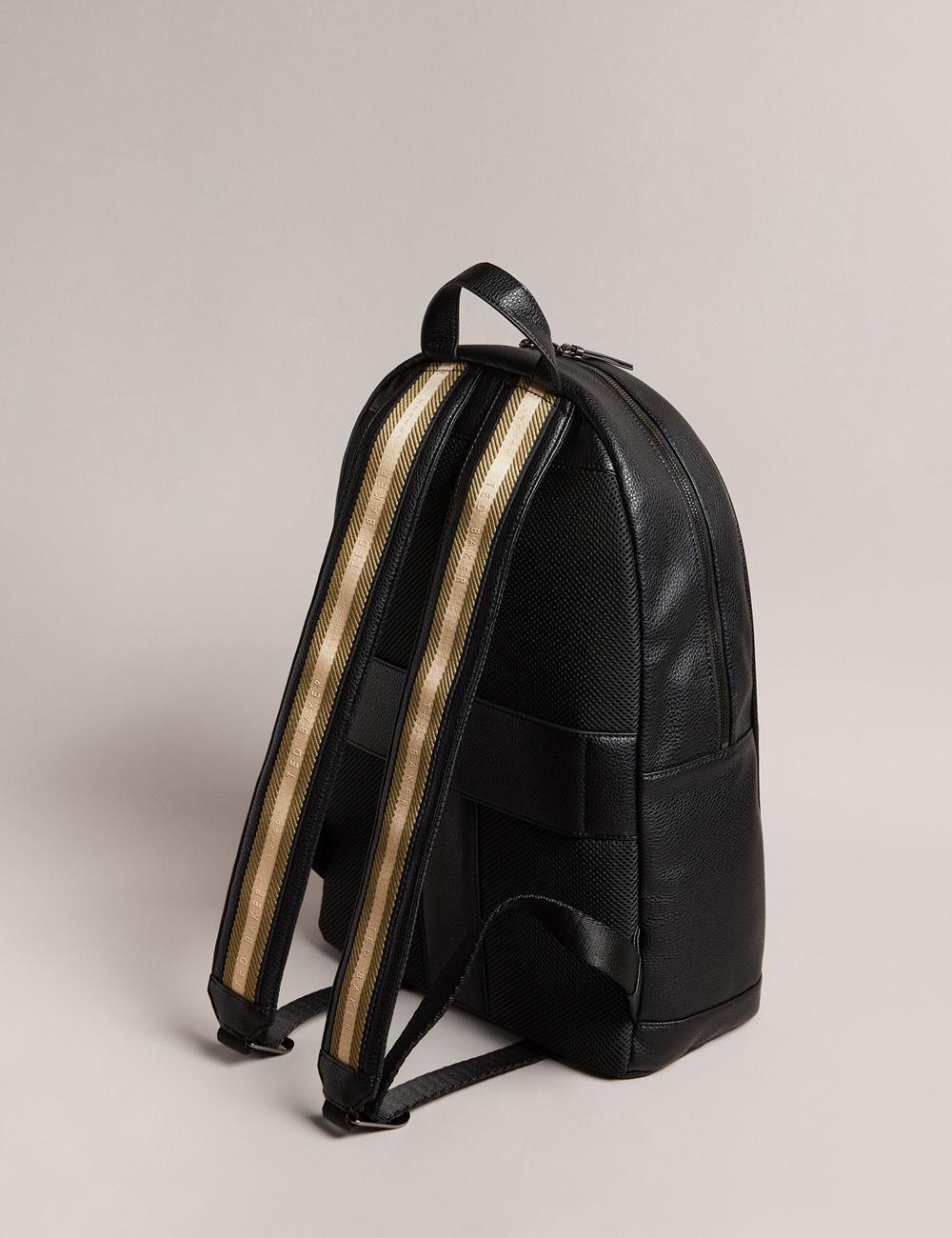Ted Baker KAILEB - Webbing Strap Faux Leather Men Backpacks Black | UAE  83694-BNDU