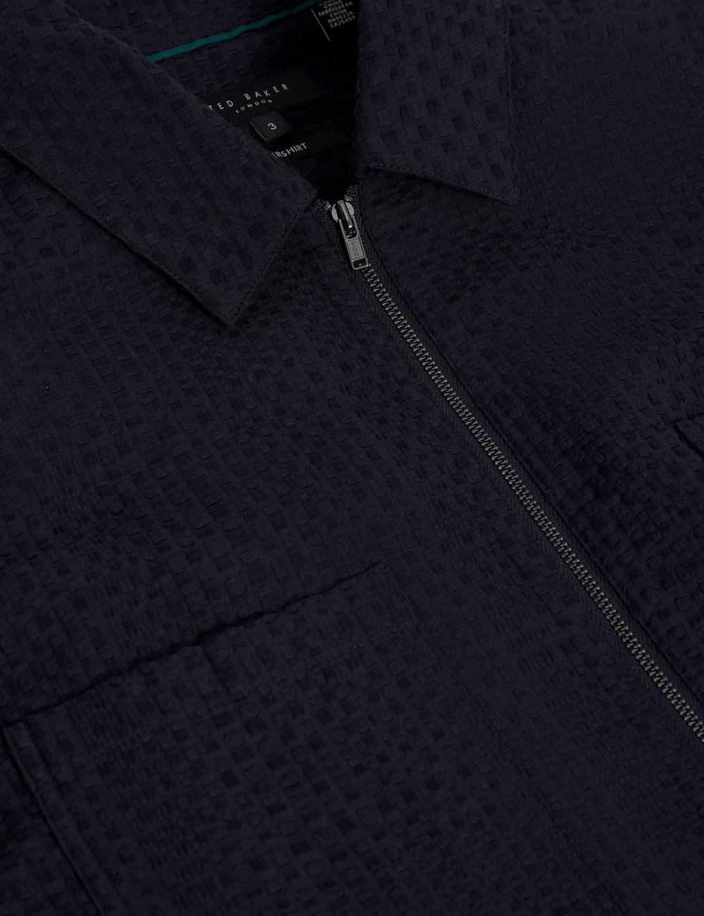 Ted Baker KAILINS - Long Sleeve Zip-Through Cotton Overshirt Men Overshirts Navy | UAE  61298-PRMT