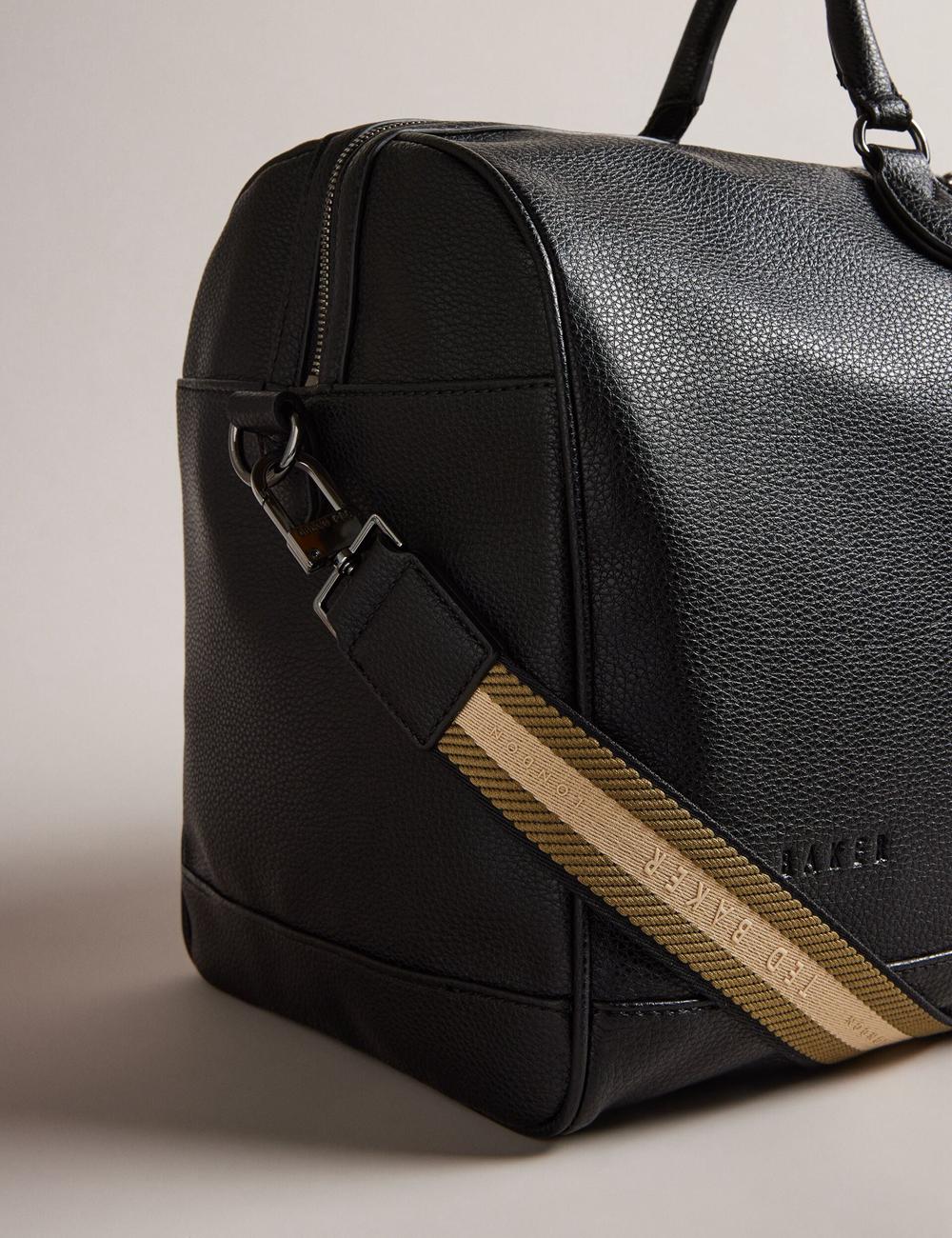 Ted Baker KALVIN - Webbing Faux Leather Men Holdall Bags Black | UAE  72541-VSTJ