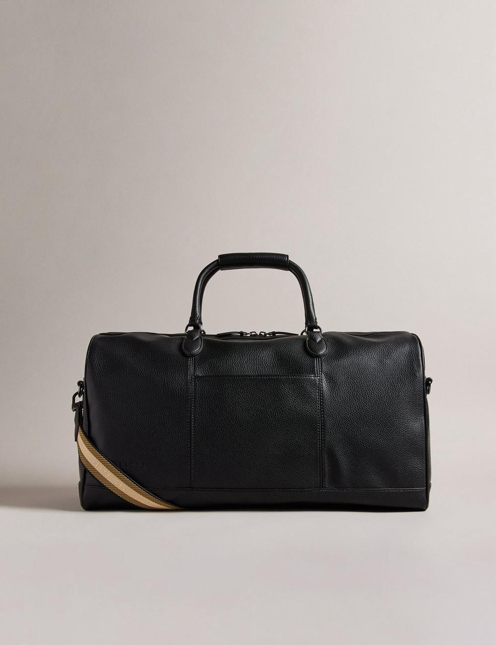 Ted Baker KALVIN - Webbing Faux Leather Men Holdall Bags Black | UAE  72541-VSTJ