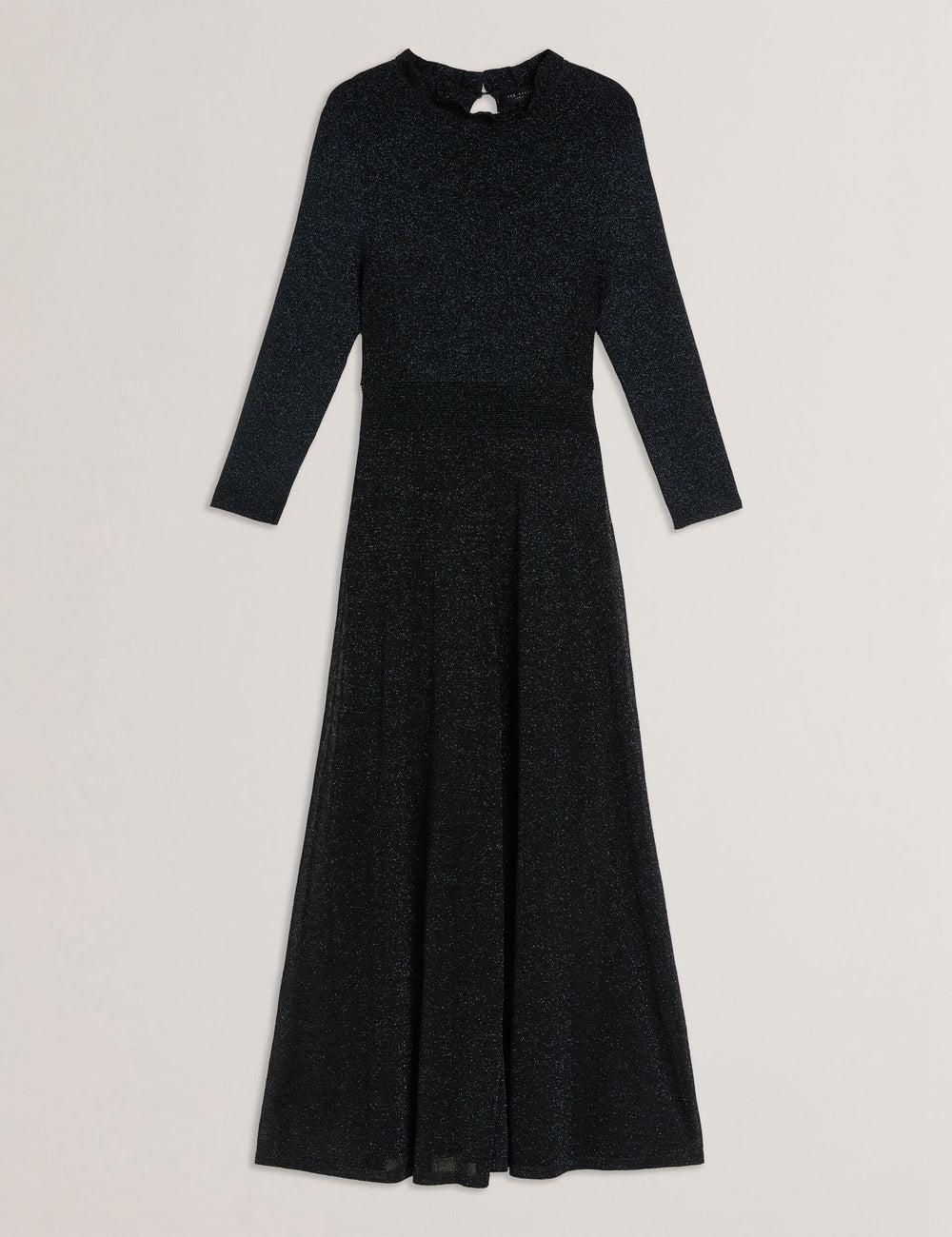 Ted Baker KANNIE - Metallic Knit Flowy Women Midi Dresses Black-Teal | UAE  05679-XQUN