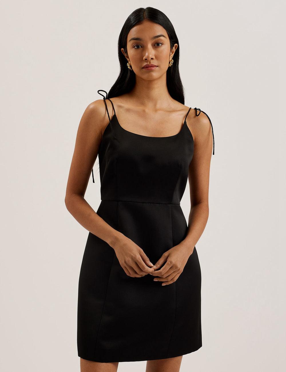 Ted Baker KAVALA - Strap Square Neck Women Mini Dresses Black | UAE  48523-CSXE