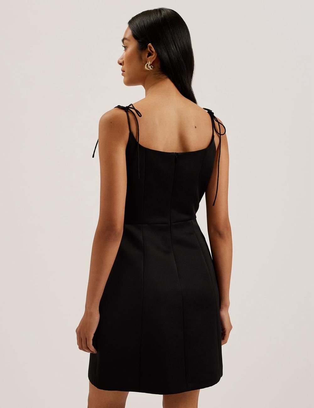Ted Baker KAVALA - Strap Square Neck Women Mini Dresses Black | UAE  48523-CSXE