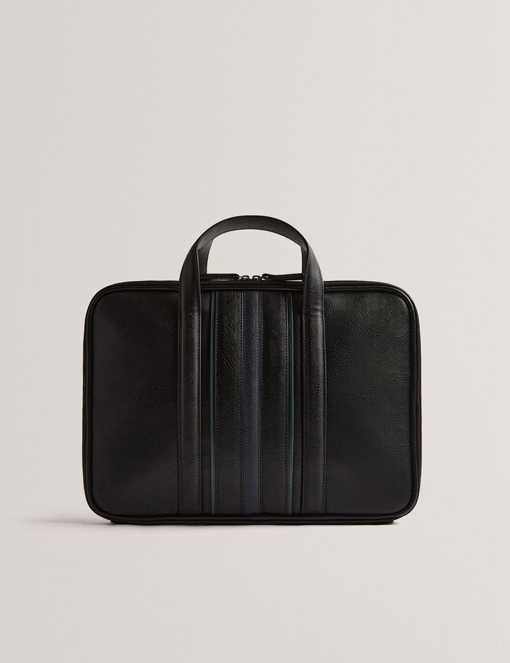 Ted Baker KEDRIK - Stripe Detail Faux Leather Men Document Bags Black | UAE  80576-XMPS