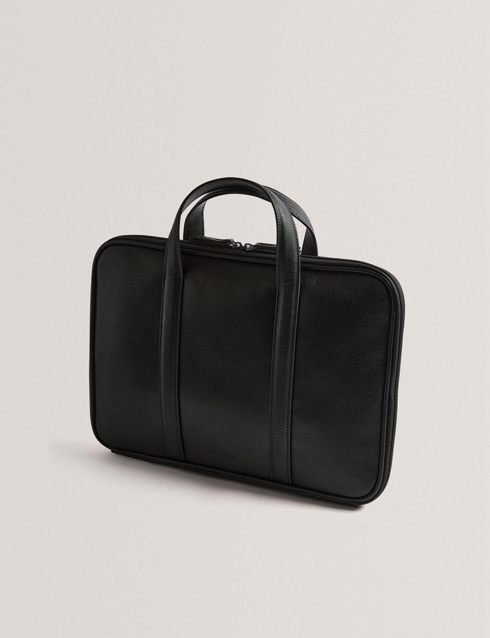 Ted Baker KEDRIK - Stripe Detail Faux Leather Men Document Bags Black | UAE  80576-XMPS