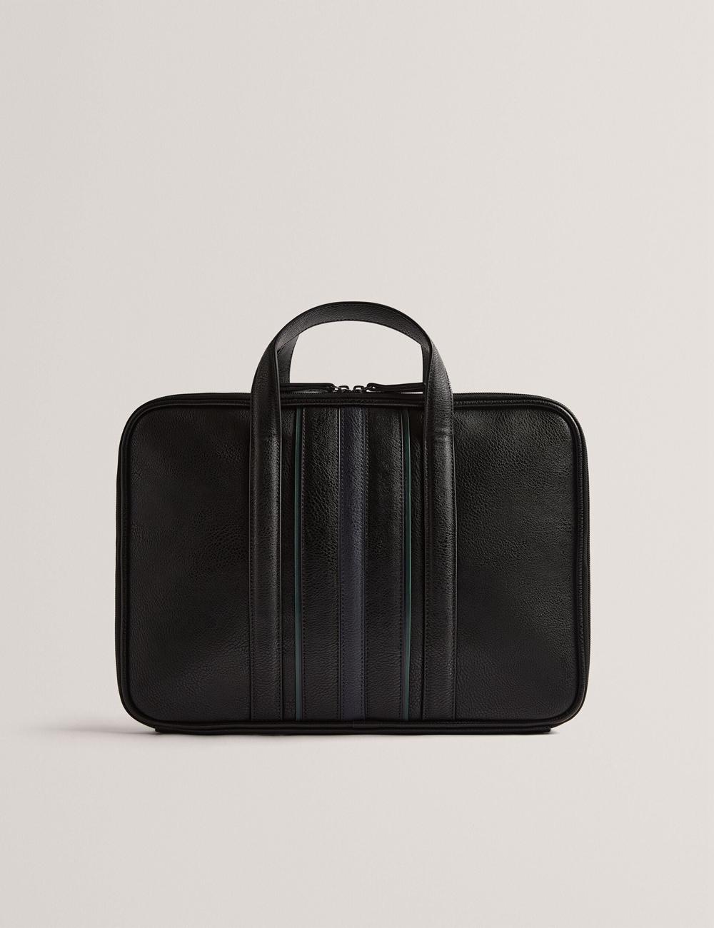 Ted Baker KEDRIK - Stripe Detail Faux Leather Men Document Bags Black | UAE  80576-XMPS