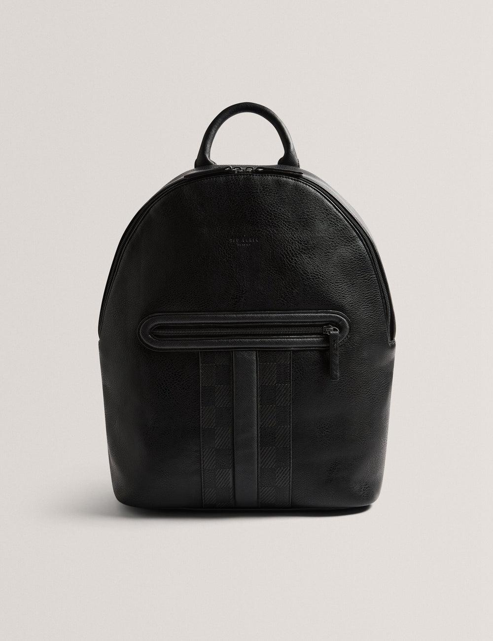 Ted Baker KEIIGAN - Striped Panel PU Reporter Men Backpacks Black | UAE  63470-KEPD