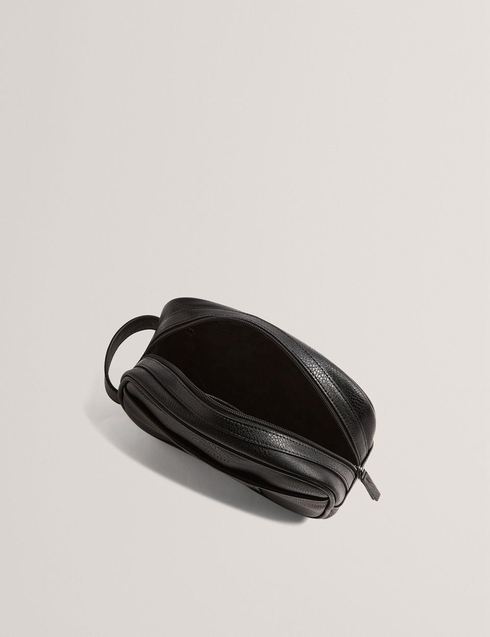 Ted Baker KEILAB - Faux Leather Striped Panel Men Wash Bags Black | UAE  56874-WRFZ