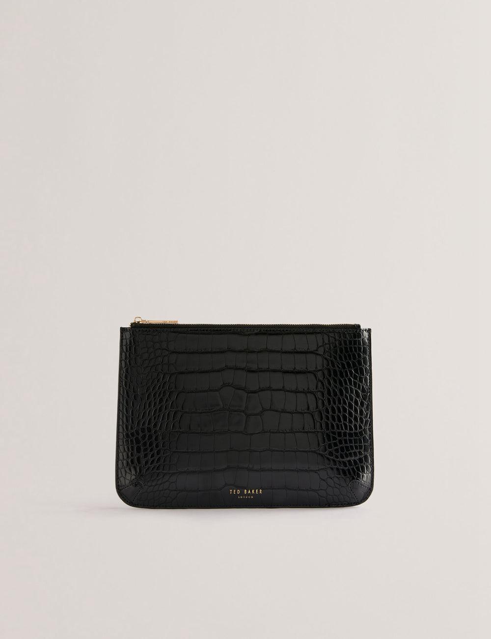 Ted Baker KELLIII - Croc Texture Passport Cover And Travel Pouch Travel Women Wallets Black | UAE  86549-BFTZ