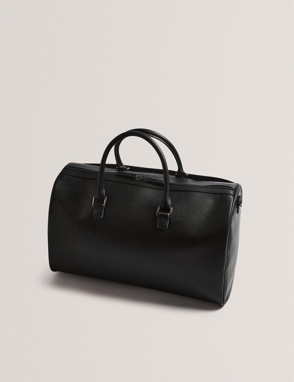 Ted Baker KELVIN - Striped Panel Faux Leather Men Holdall Bags Black | UAE  64185-YFIT
