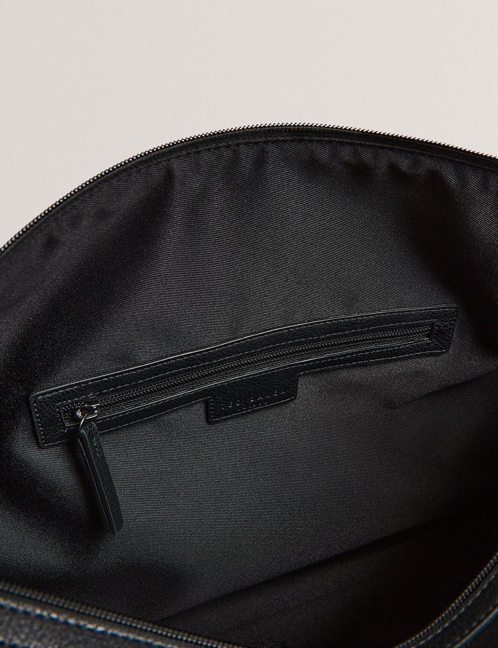 Ted Baker KELVIN - Striped Panel Faux Leather Men Holdall Bags Black | UAE  64185-YFIT