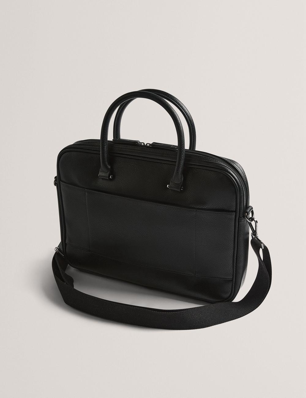 Ted Baker KENRIIK - Faux Leather Striped Panel Men Document Bags Black | UAE  81245-CWAJ