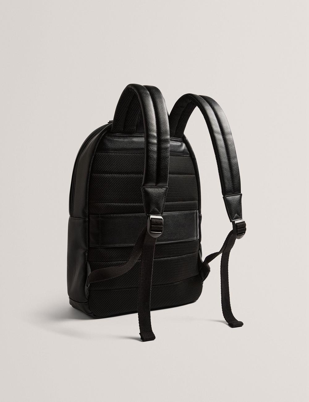Ted Baker KEVIIN - Faux Leather Striped Panel Men Backpacks Black | UAE  14983-GPAH