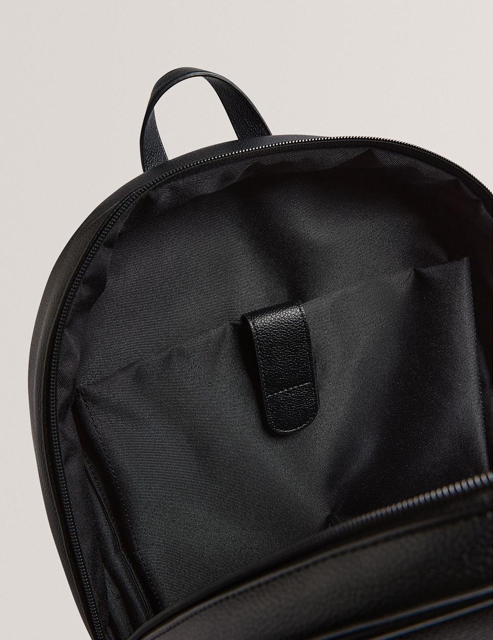 Ted Baker KEVIIN - Faux Leather Striped Panel Men Backpacks Black | UAE  14983-GPAH