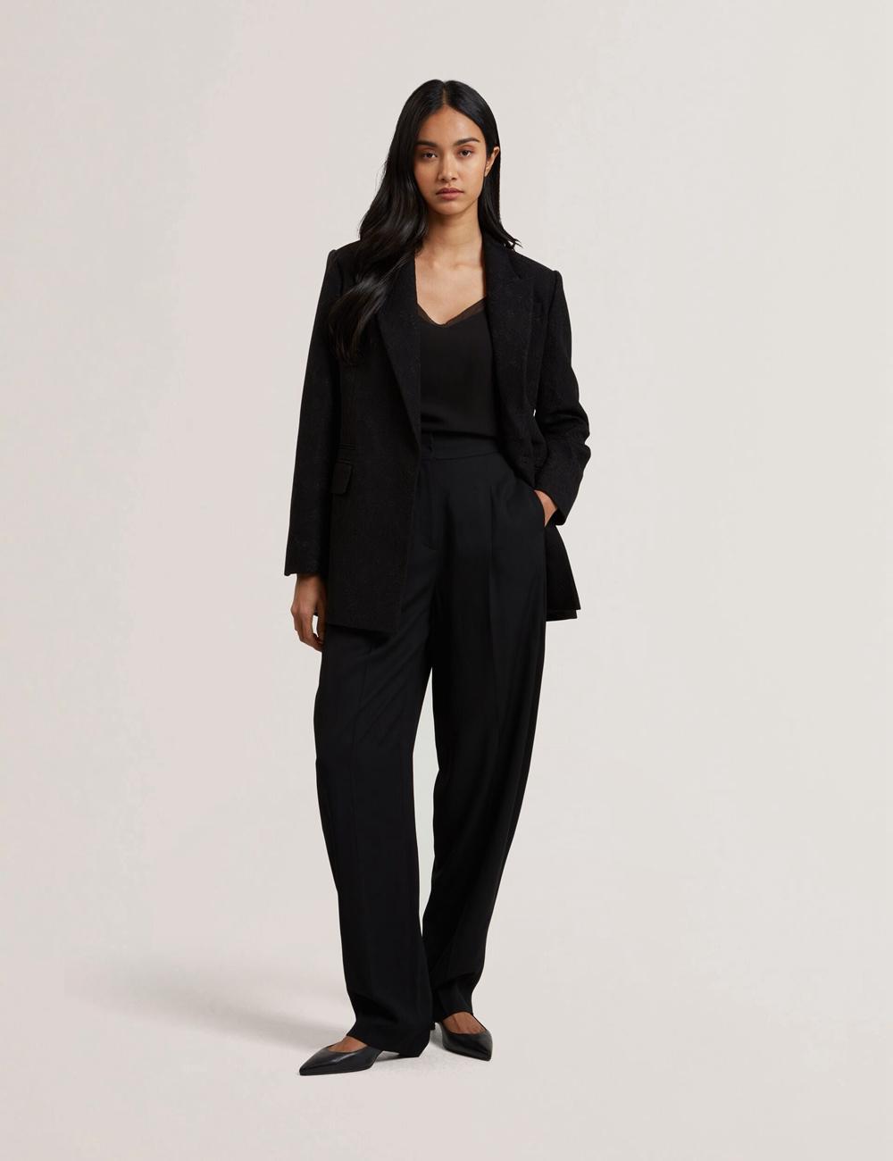 Ted Baker KIOLLI - Wool Blend Barrel Leg Tailored Women Trousers Black | UAE  03875-JGCY
