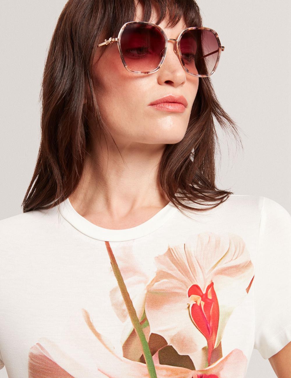 Ted Baker KIRA - Oversized Metal Frame Hexagon Women Sunglasses Gloss Pattern | UAE  17859-UVML