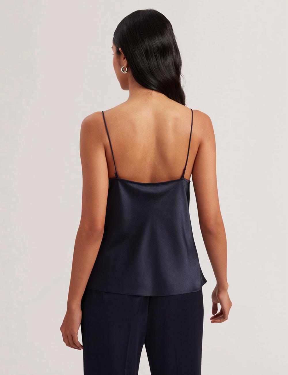 Ted Baker KITI - Satin Cowl Neck Strappy Cami Women Tops Navy | UAE  89516-PTDL