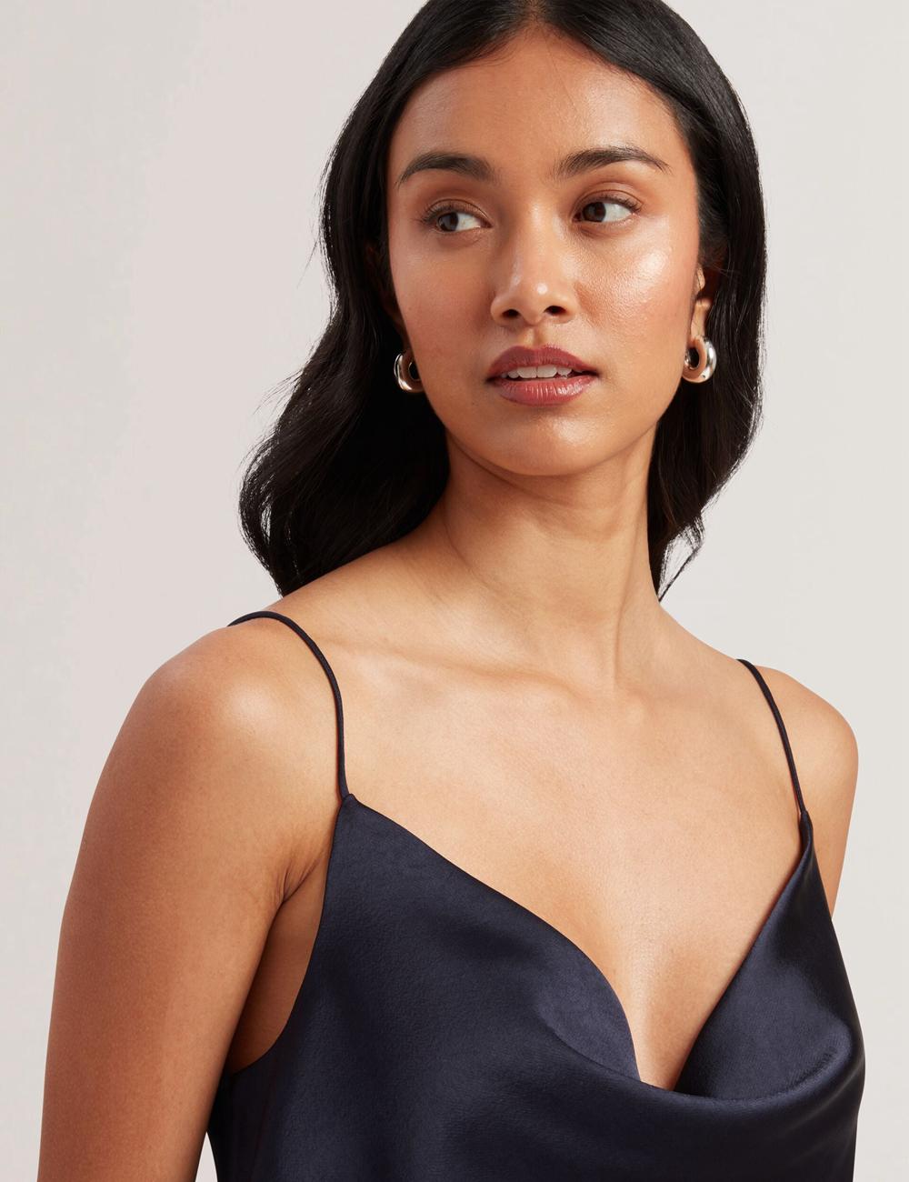 Ted Baker KITI - Satin Cowl Neck Strappy Cami Women Tops Navy | UAE  89516-PTDL