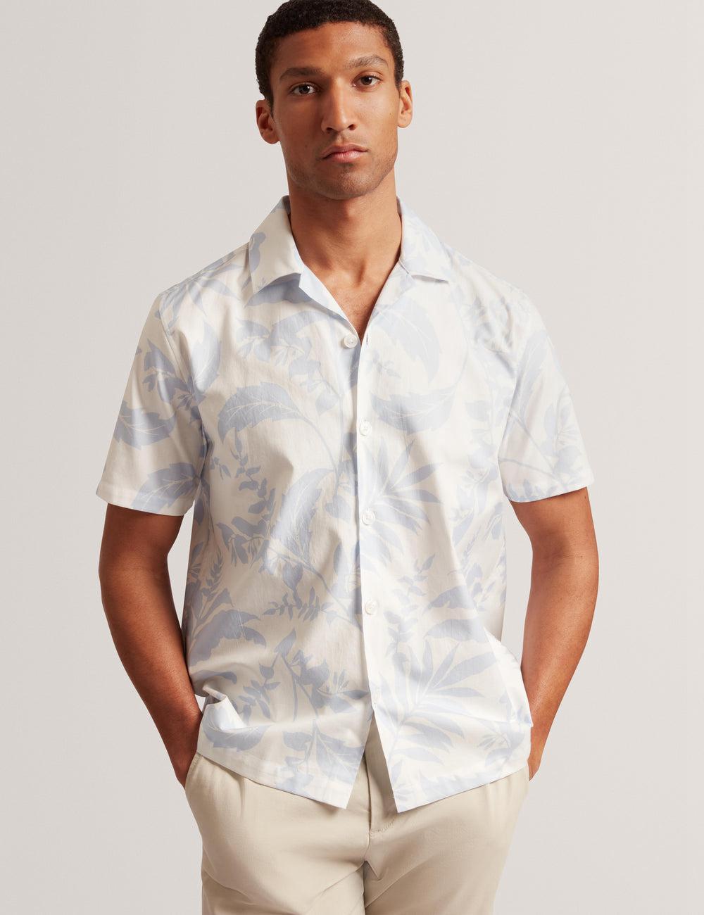 Ted Baker KITS - Short Sleeve Relaxed Floral Print Men Casual Shirts Lt-Blue | UAE  34781-DFPV