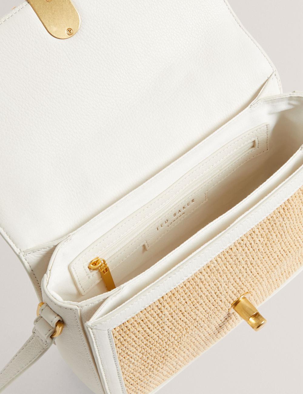 Ted Baker KKASSIA - Faux Raffia Twist Lock Crossbody Satchel Women Satchel Bags Ecru | UAE  97853-XOWT