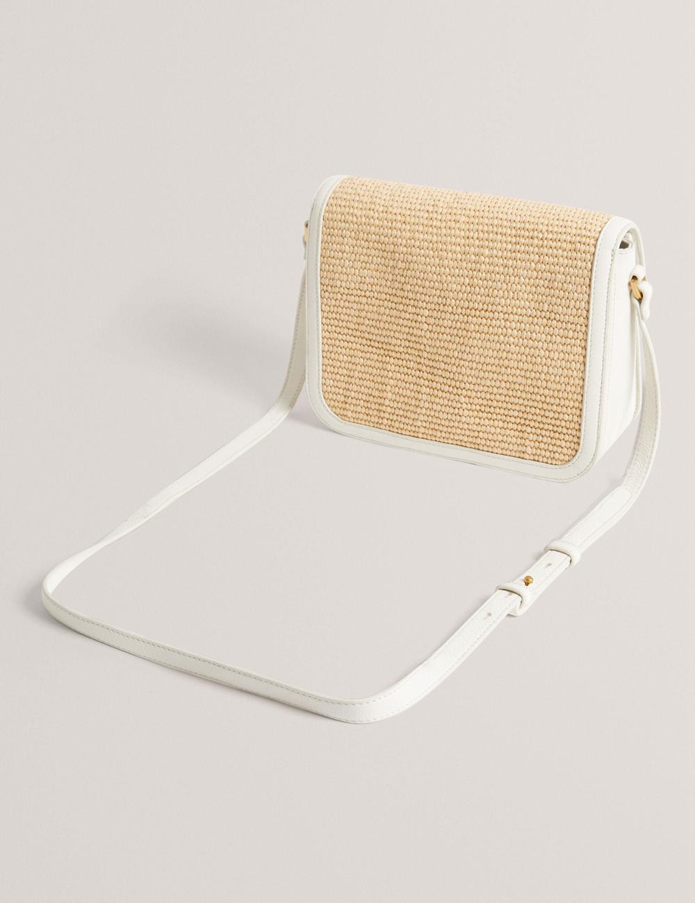 Ted Baker KKASSIA - Faux Raffia Twist Lock Crossbody Satchel Women Satchel Bags Ecru | UAE  97853-XOWT