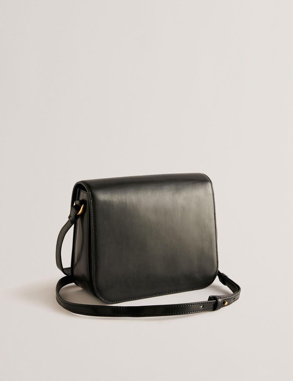 Ted Baker KKAYLI - Polished Leather Crossbody Satchel Women Satchel Bags Black | UAE  39482-IZWL
