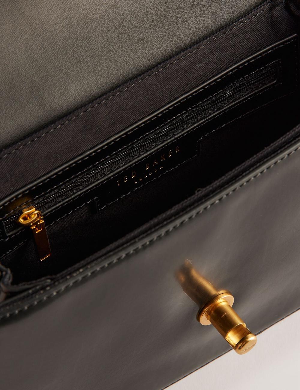Ted Baker KKAYLI - Polished Leather Crossbody Satchel Women Satchel Bags Black | UAE  39482-IZWL