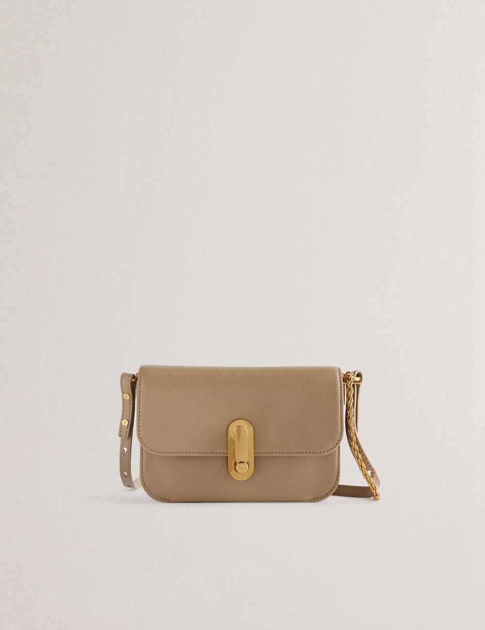 Ted Baker KKAYSA - Leather Twist Lock Small Women Crossbody Bags Taupe | UAE  26401-YGUX