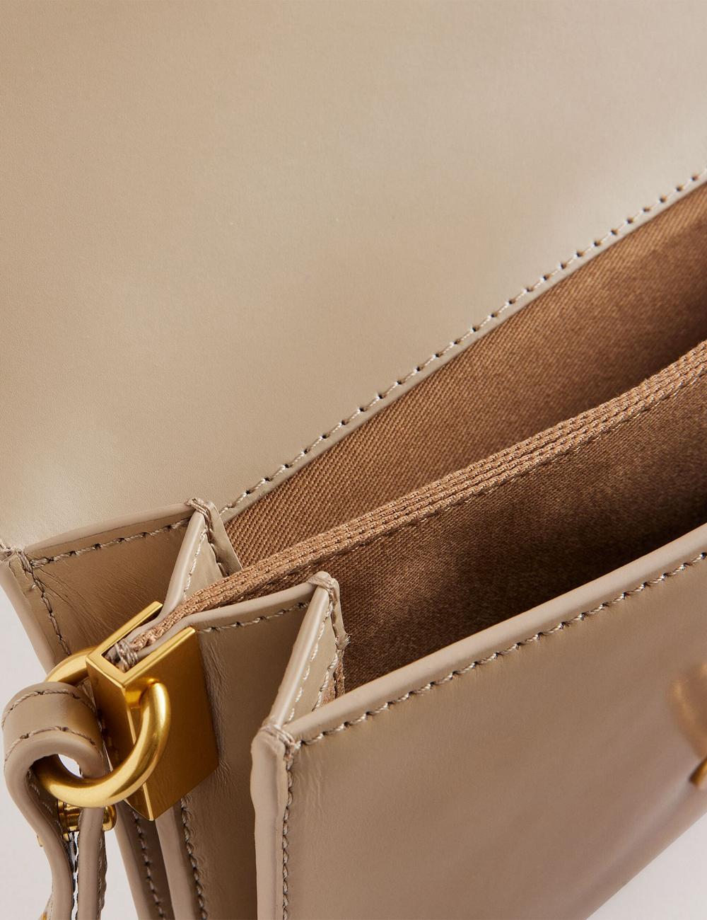 Ted Baker KKAYSA - Leather Twist Lock Small Women Crossbody Bags Taupe | UAE  26401-YGUX