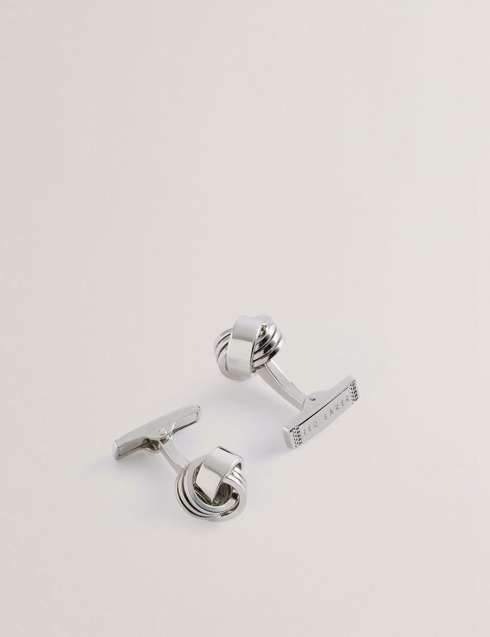 Ted Baker KNOTED - Knotted Shiny Metal Men Cufflinks Silver | UAE  65743-RVYD