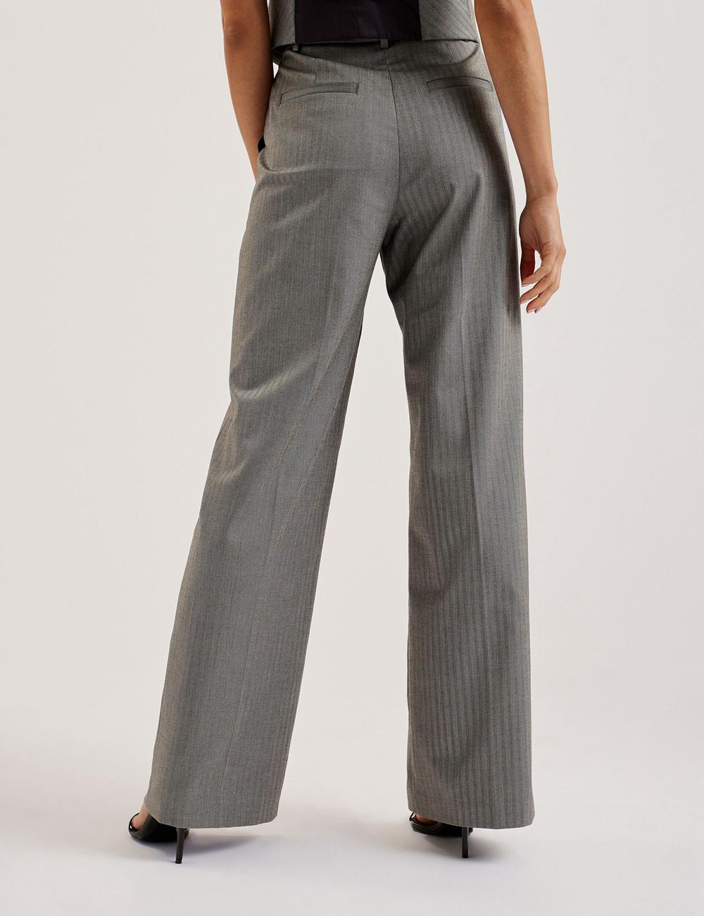 Ted Baker KOAT - Herringbone Wide Leg Tailored Women Trousers Dk-Grey | UAE  95601-AQCW