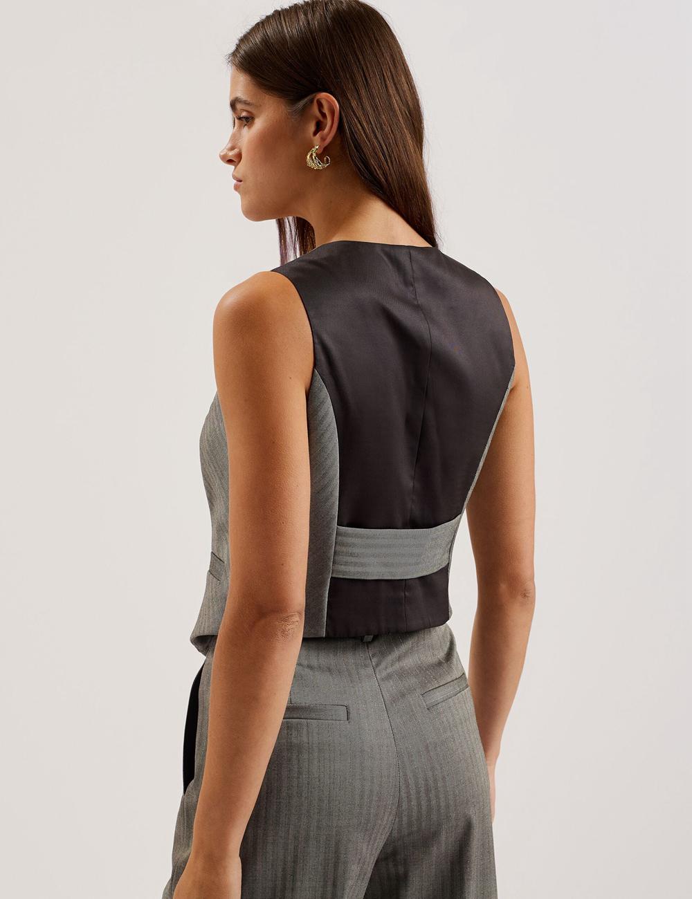 Ted Baker KOAW - Herringbone Single Breasted Women Suit Waistcoat Dk-Grey | UAE  29053-HZBU