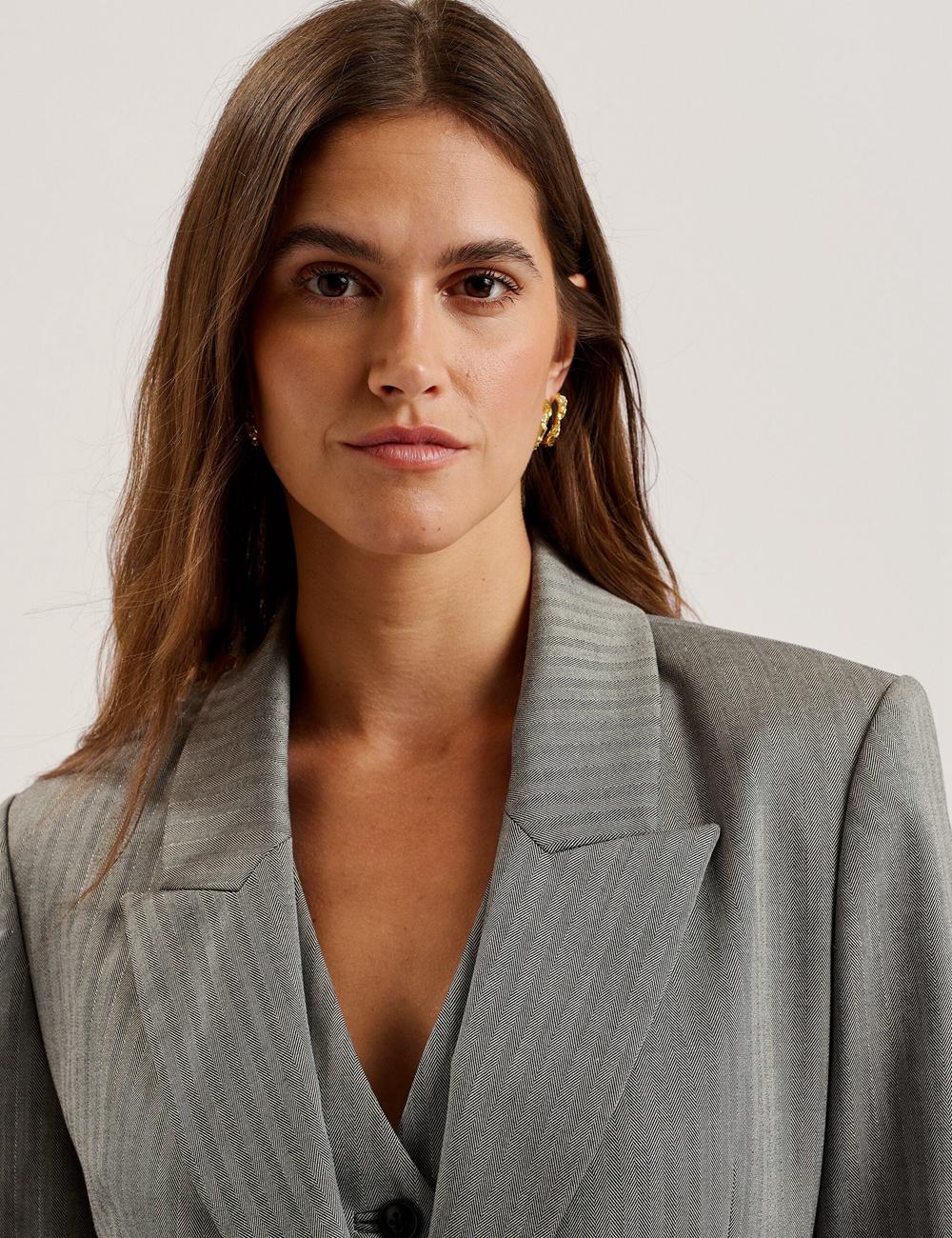 Ted Baker KOA - Oversized Herringbone Single Breasted Women Blazers Dk-Grey | UAE  85214-ZGKB