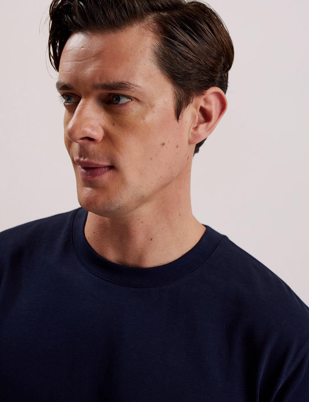 Ted Baker KORNKA - Short Sleeve Relaxed Fit Cotton Men T-Shirts Navy | UAE  30271-AHVQ