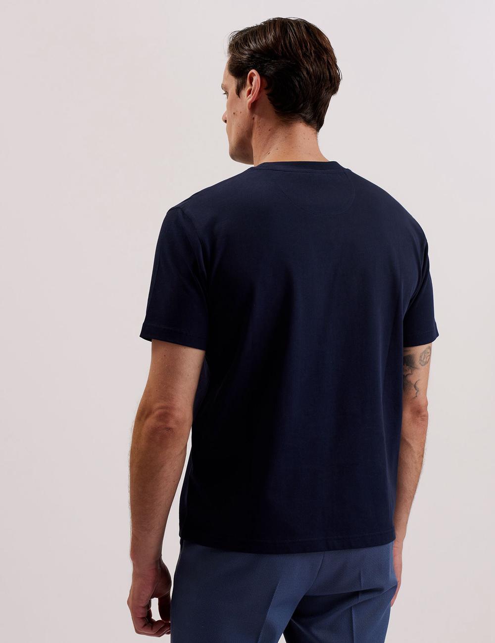 Ted Baker KORNKA - Short Sleeve Relaxed Fit Cotton Men T-Shirts Navy | UAE  30271-AHVQ